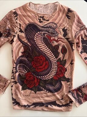 y2k miami ink reversible tattoo top